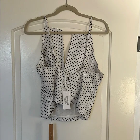 NWT Reformation Evette Linen Top in Eclipse Dot - Picture 3 of 9